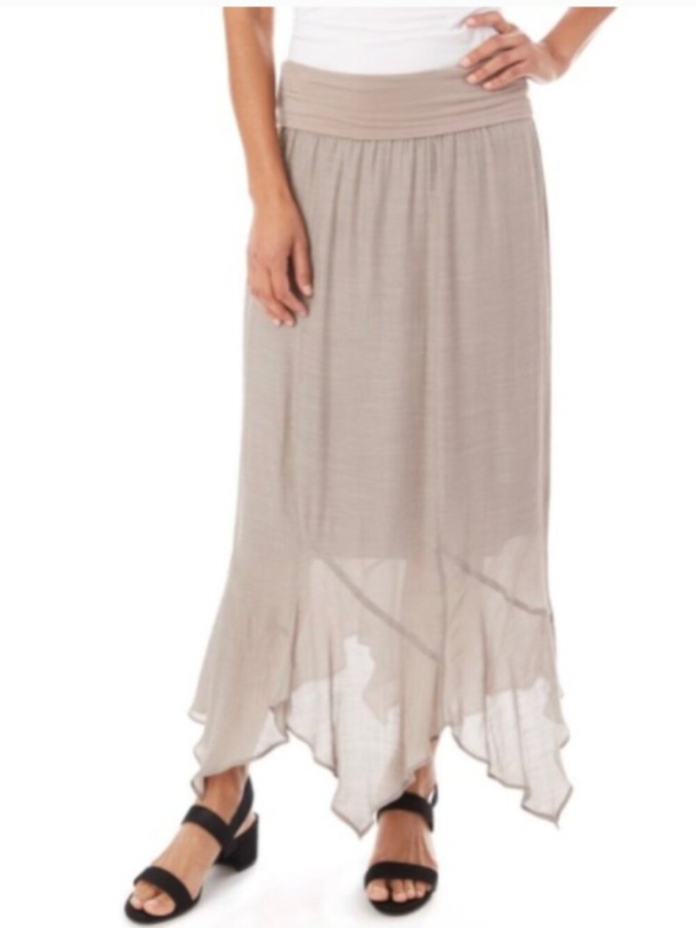 Apt.9-Taupe Midi Skirt-Size Large-Cottagecore-Boho